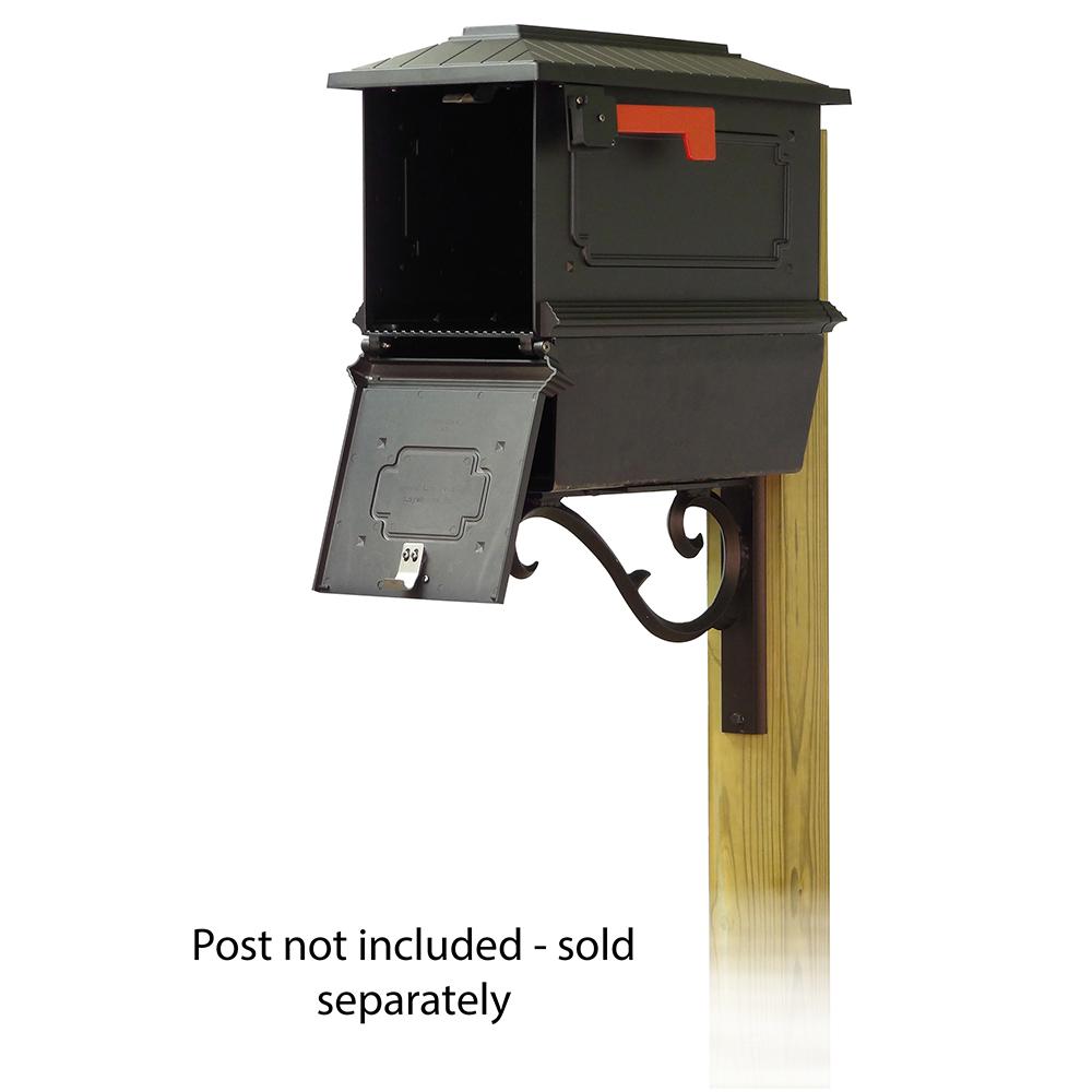 Kingston Curbside Mailbox with Newspaper tube and Sorrento front single mailbox mounting bracket. Picture 2