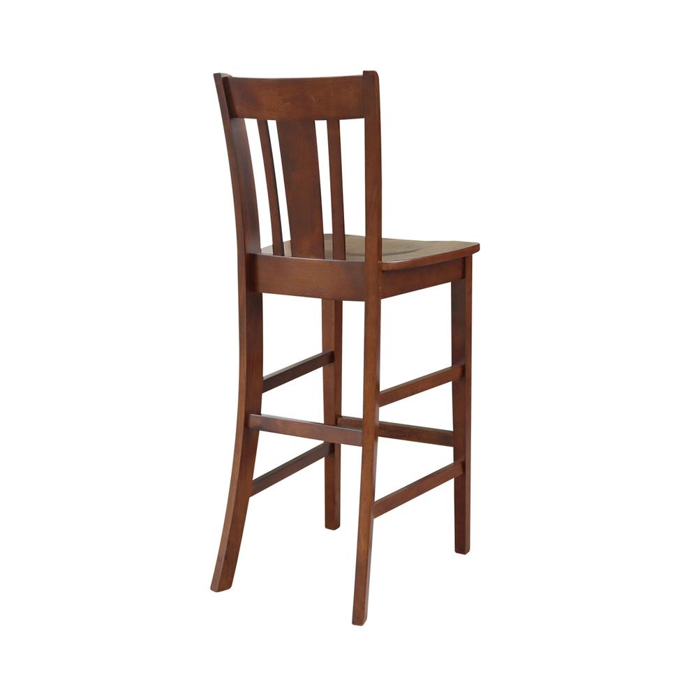 San Remo Bar height Stool - 30" Seat Height, Espresso. Picture 10