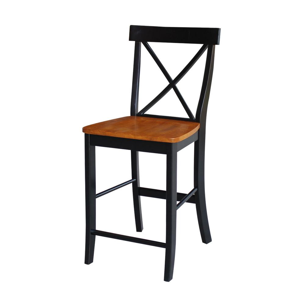 X-Back Counter height Stool - 24" Seat Height, Black/Cherry. Picture 1