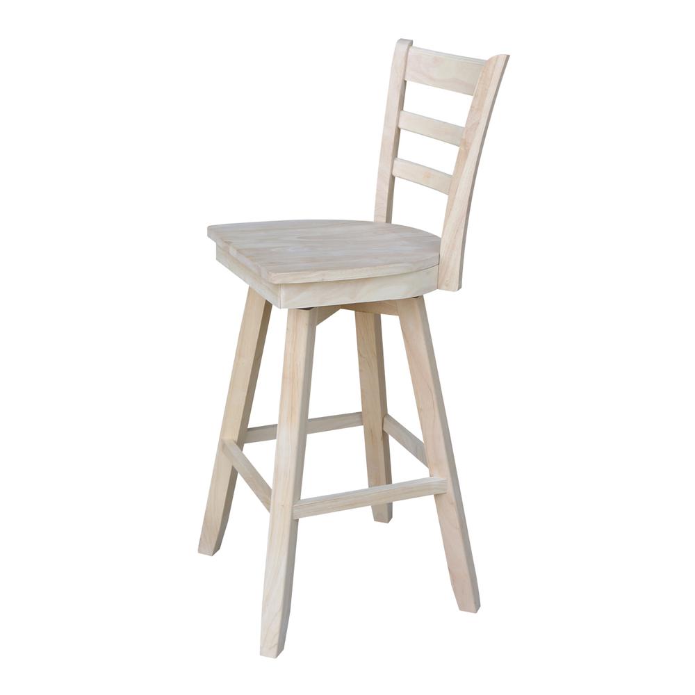 Emily Bar height Stool - 30" Seat Height - With Swivel And Auto Return, Unfinished. Picture 4