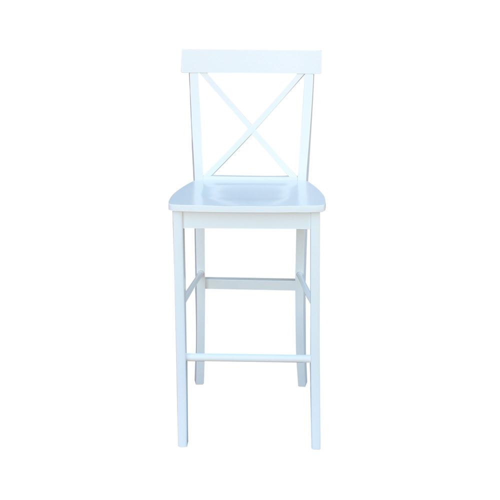 X-Back Bar height Stool - 30" Seat Height, White. Picture 5