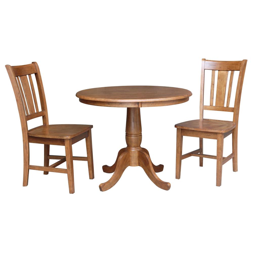 36" Round Top Pedestal Table with 2 San Remo Chairs - 3 Piece Set. Picture 3