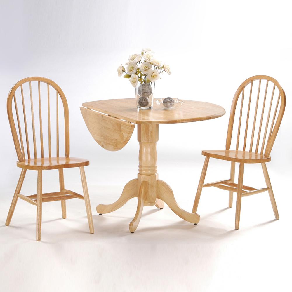 42" Round Dual Drop Leaf Pedestal Table, Natural. Picture 1