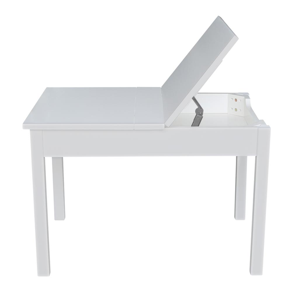 Table With Lift Up Top For Storage, White. Picture 2