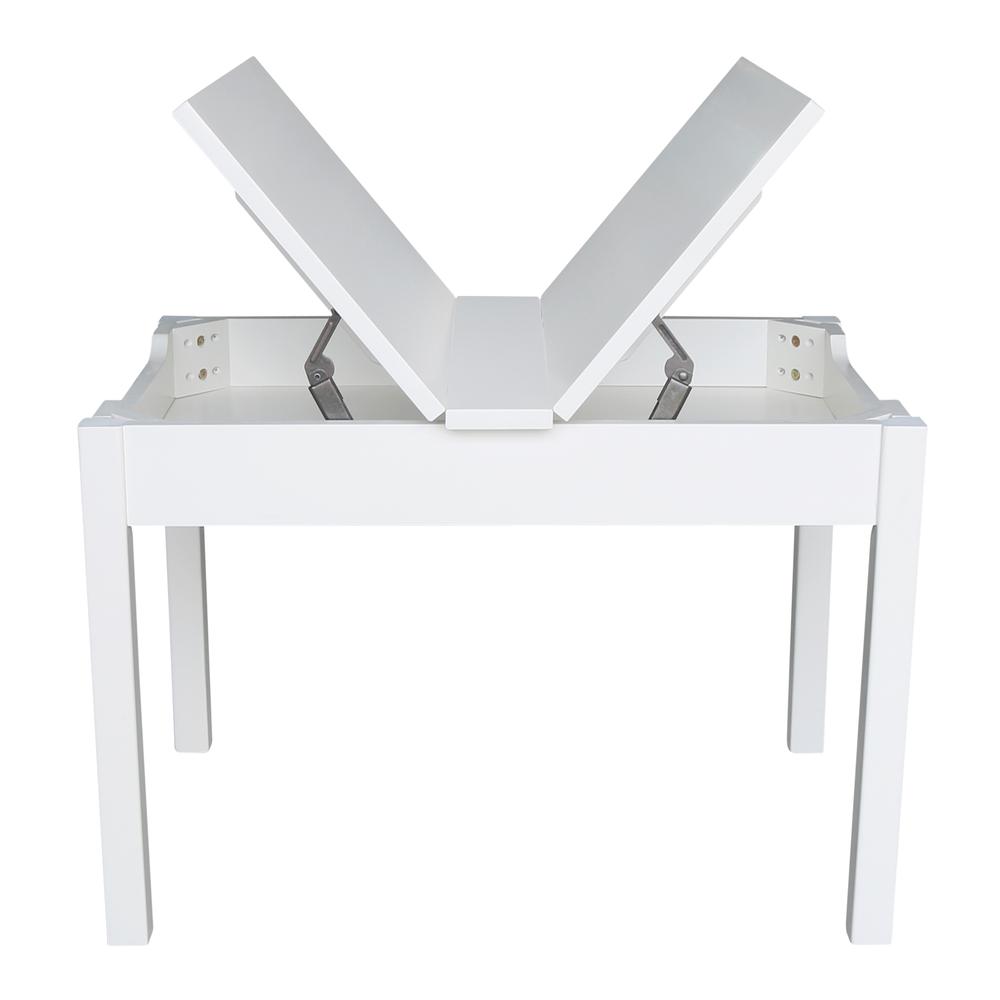 Table With Lift Up Top For Storage, White. Picture 3