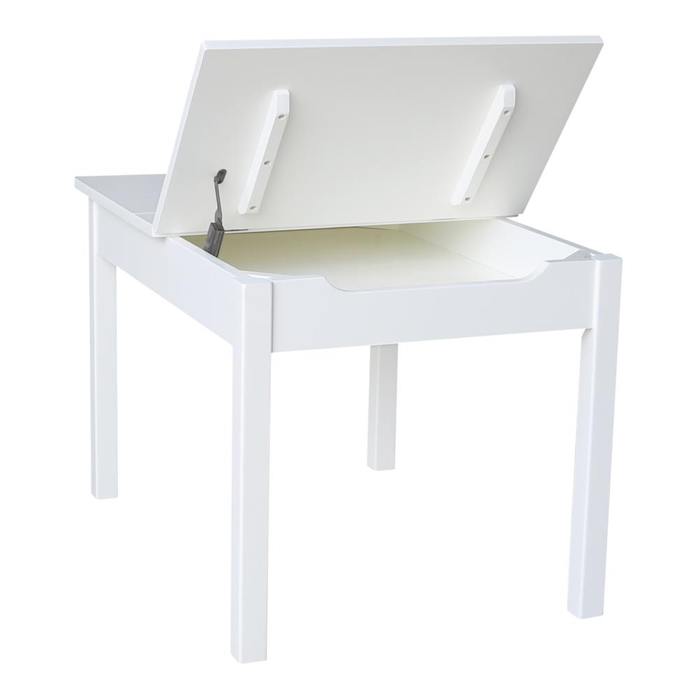 Table With Lift Up Top For Storage, White. Picture 6
