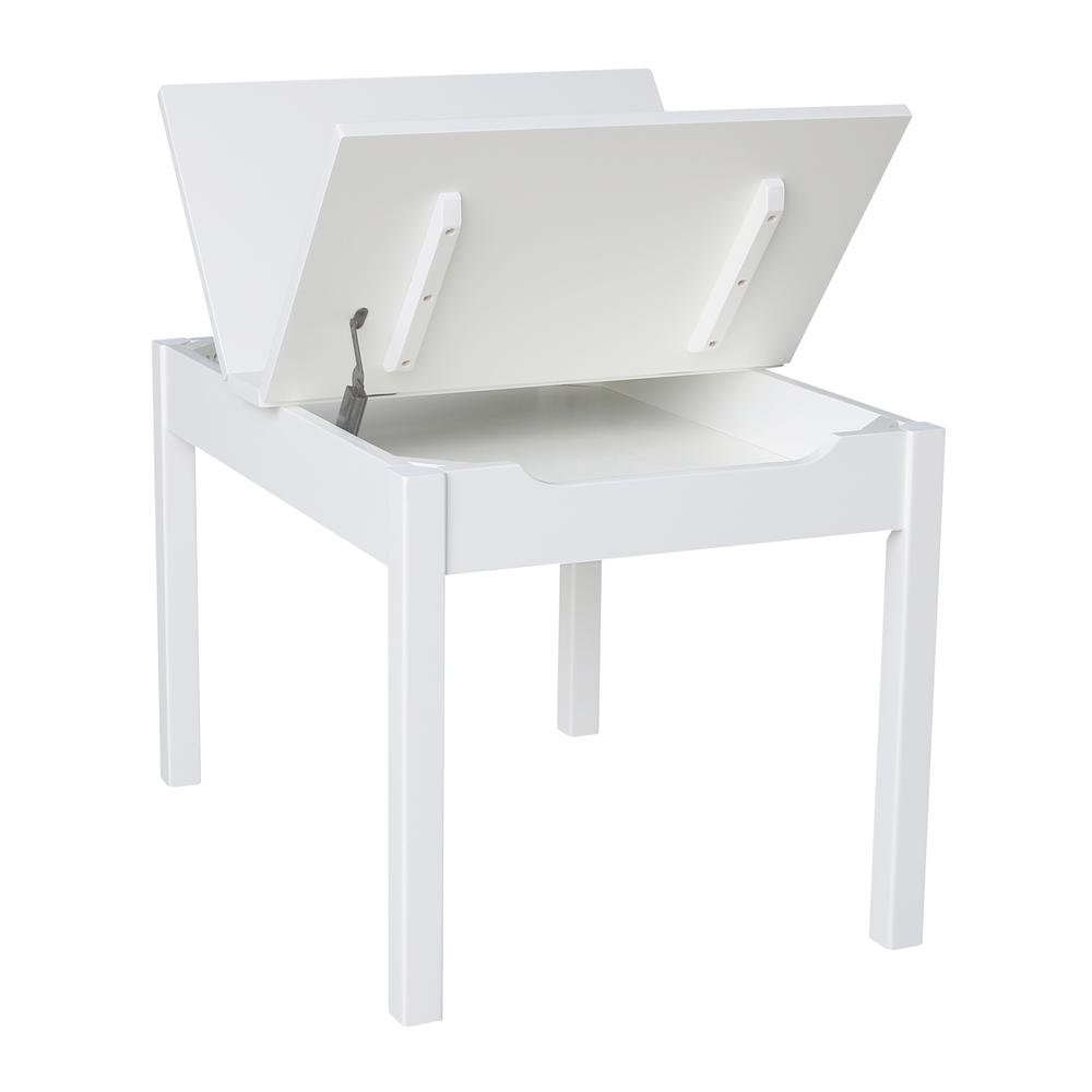 Table With Lift Up Top For Storage, White. Picture 7