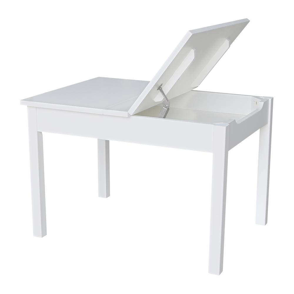 Table With Lift Up Top For Storage, White. Picture 10