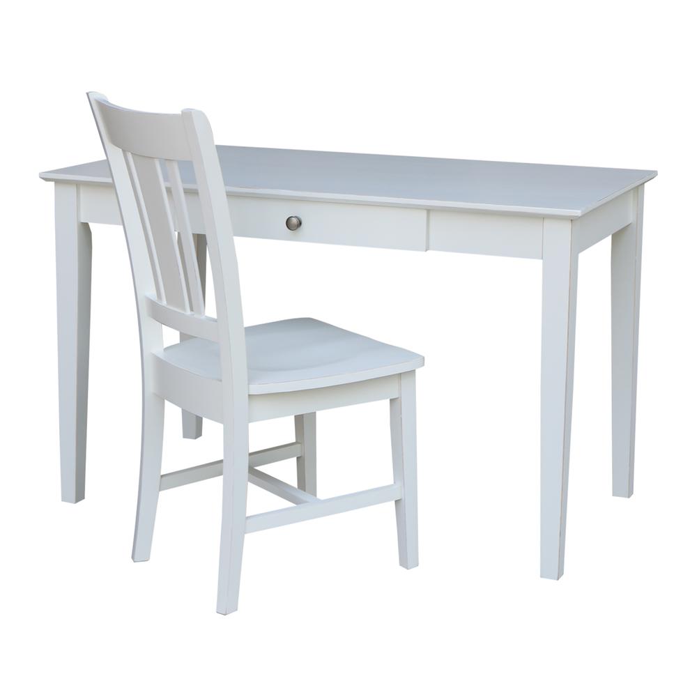 Desk With Drawer - Basic Size And Chair, Beach White. Picture 3