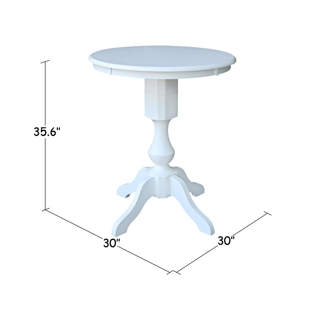 30" Round Top Pedestal Table - 34.9"H, White. Picture 1