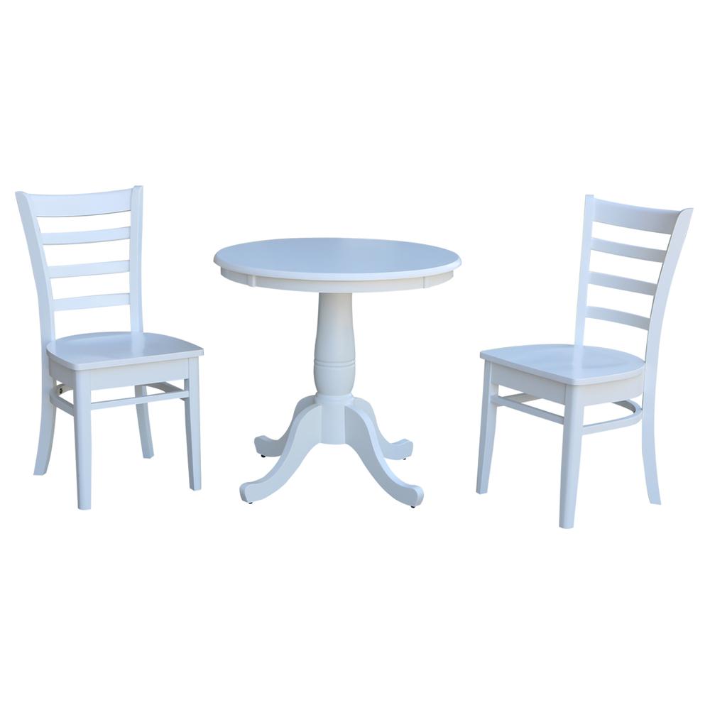 30" Round Top Pedestal Table - With 2 C08-617 Chairs, White. Picture 1