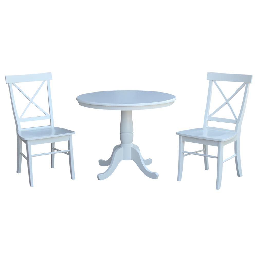 36" Round Top Pedestal Table - With 2 C08-613 Chairs, White. Picture 1