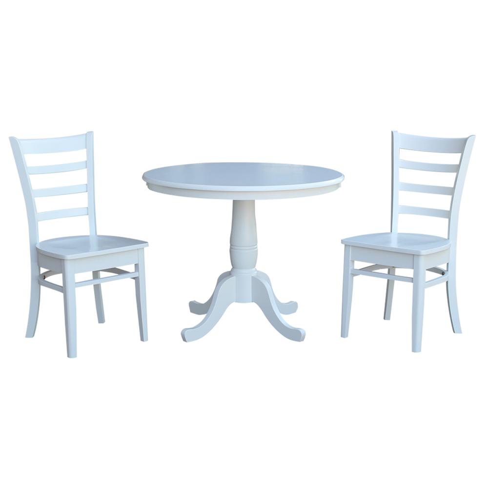 36" Round Top Pedestal Table - With 2 C08-617 Chairs, White. Picture 1