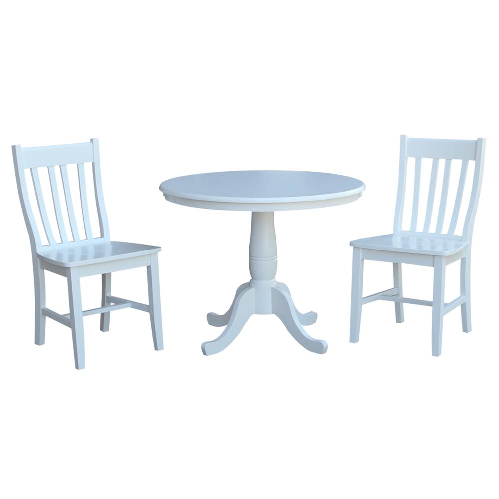 36" Round Top Pedestal Table - With 2 C08-61 Chairs, White. Picture 1