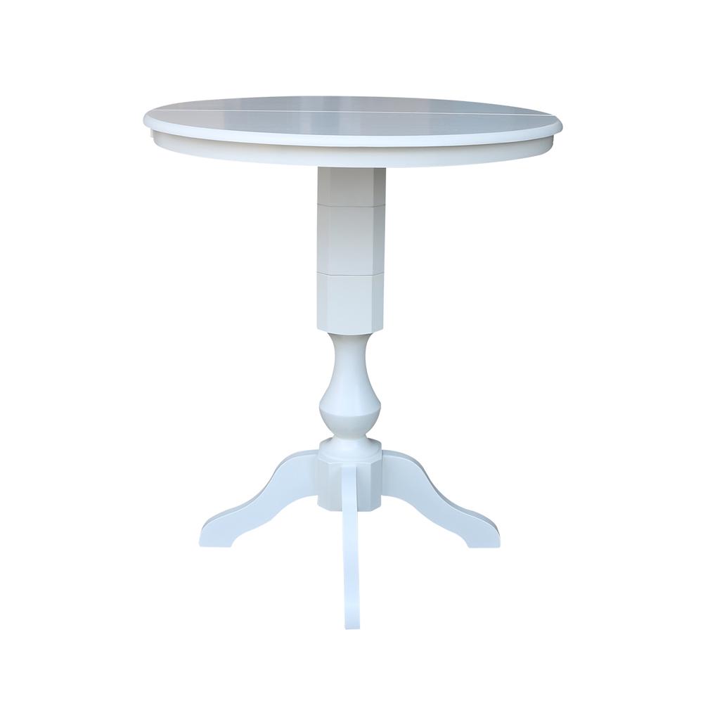 36" Round Top Pedestal Table With 12" Leaf - 34.9"H - Dining or Counter Height, White. Picture 12