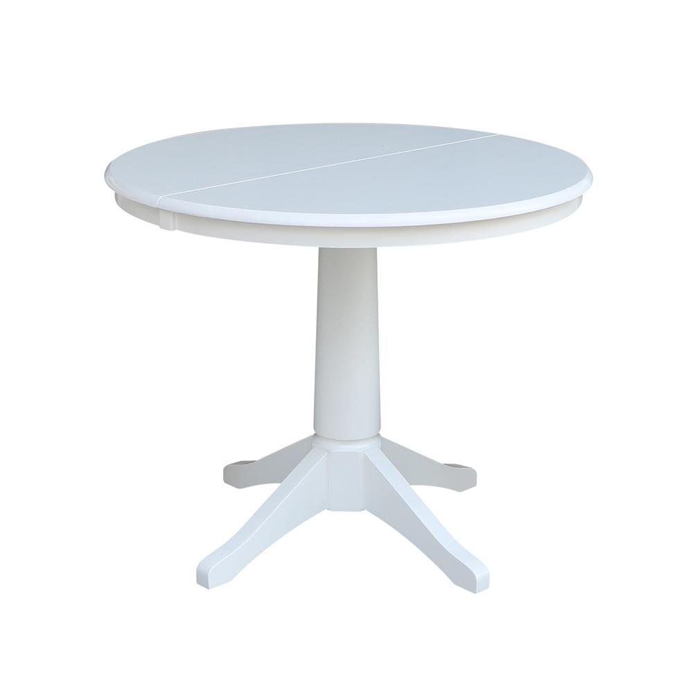 36" Round Top Pedestal Table With 12" Leaf - 28.9"H - Dining Height, White. Picture 35