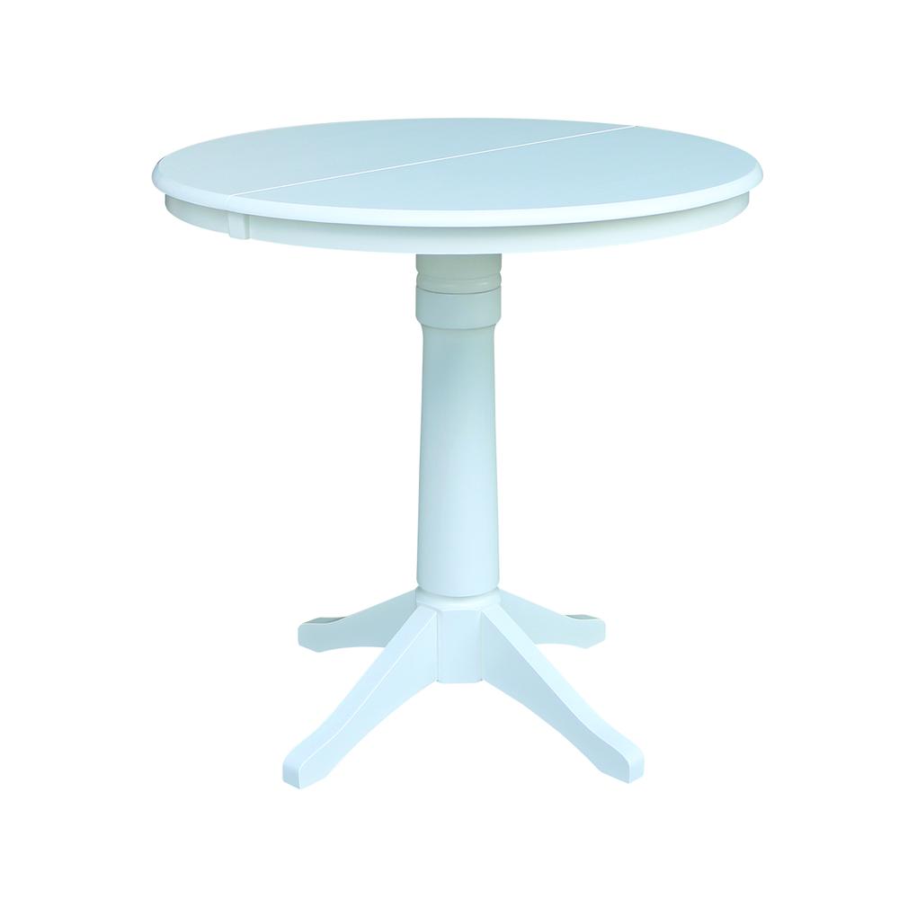 36" Round Top Pedestal Table With 12" Leaf - 28.9"H - Dining Height, White. Picture 28
