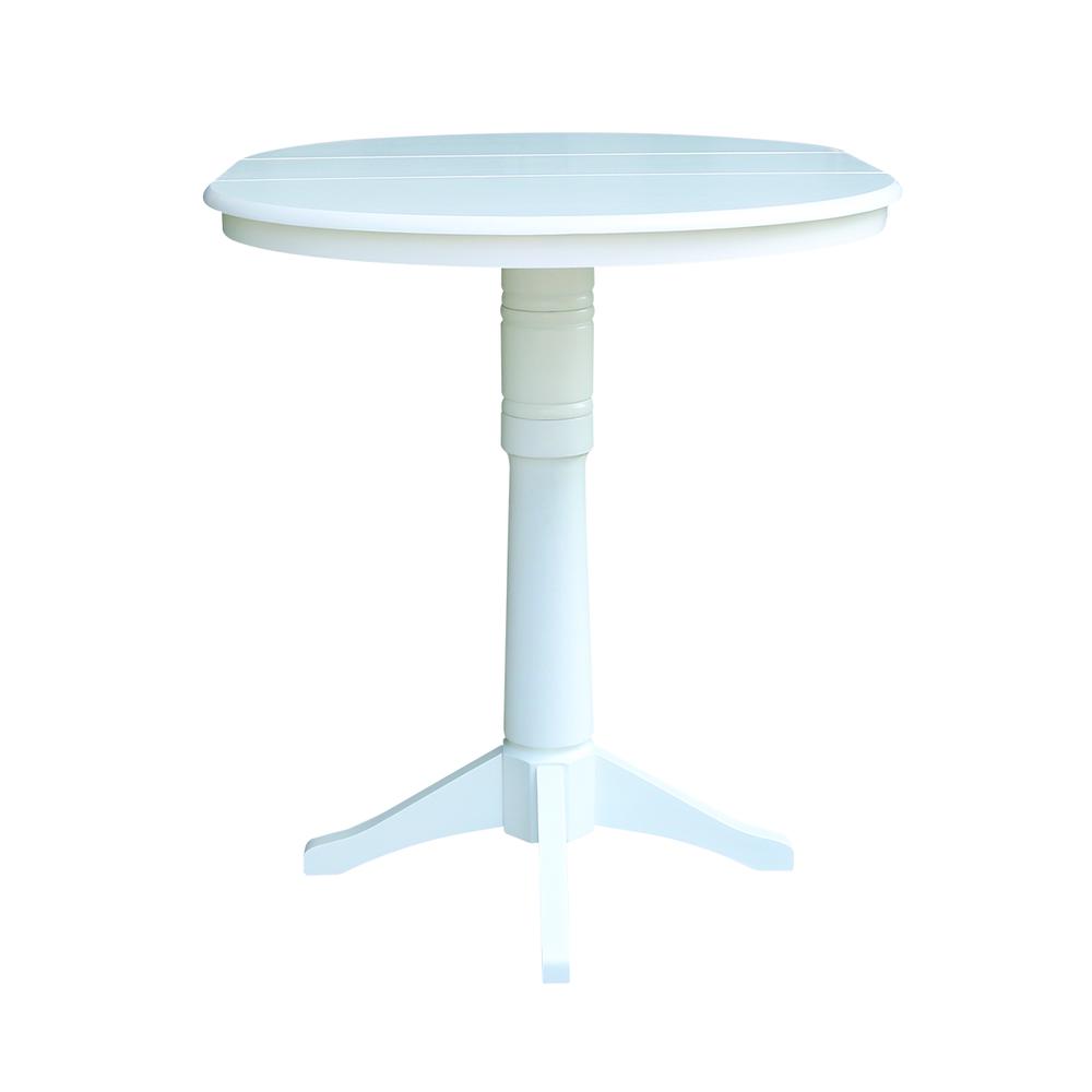 36" Round Top Pedestal Table With 12" Leaf - 28.9"H - Dining Height, White. Picture 23