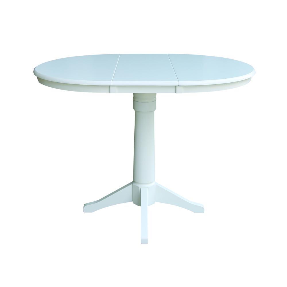36" Round Top Pedestal Table With 12" Leaf - 28.9"H - Dining Height, White. Picture 14
