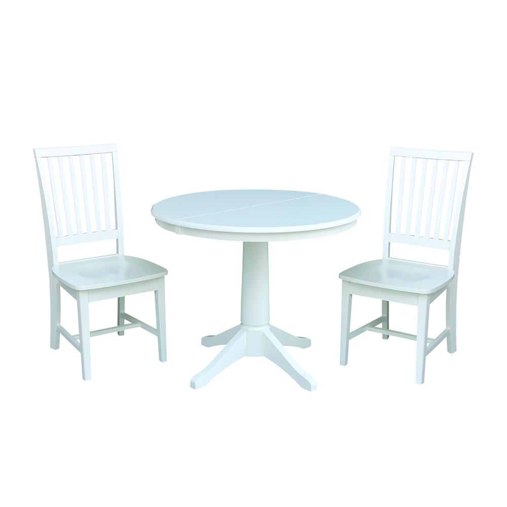36" Round Top Pedestal Table With 12" Leaf - 28.9"H - Dining Height, White. Picture 29