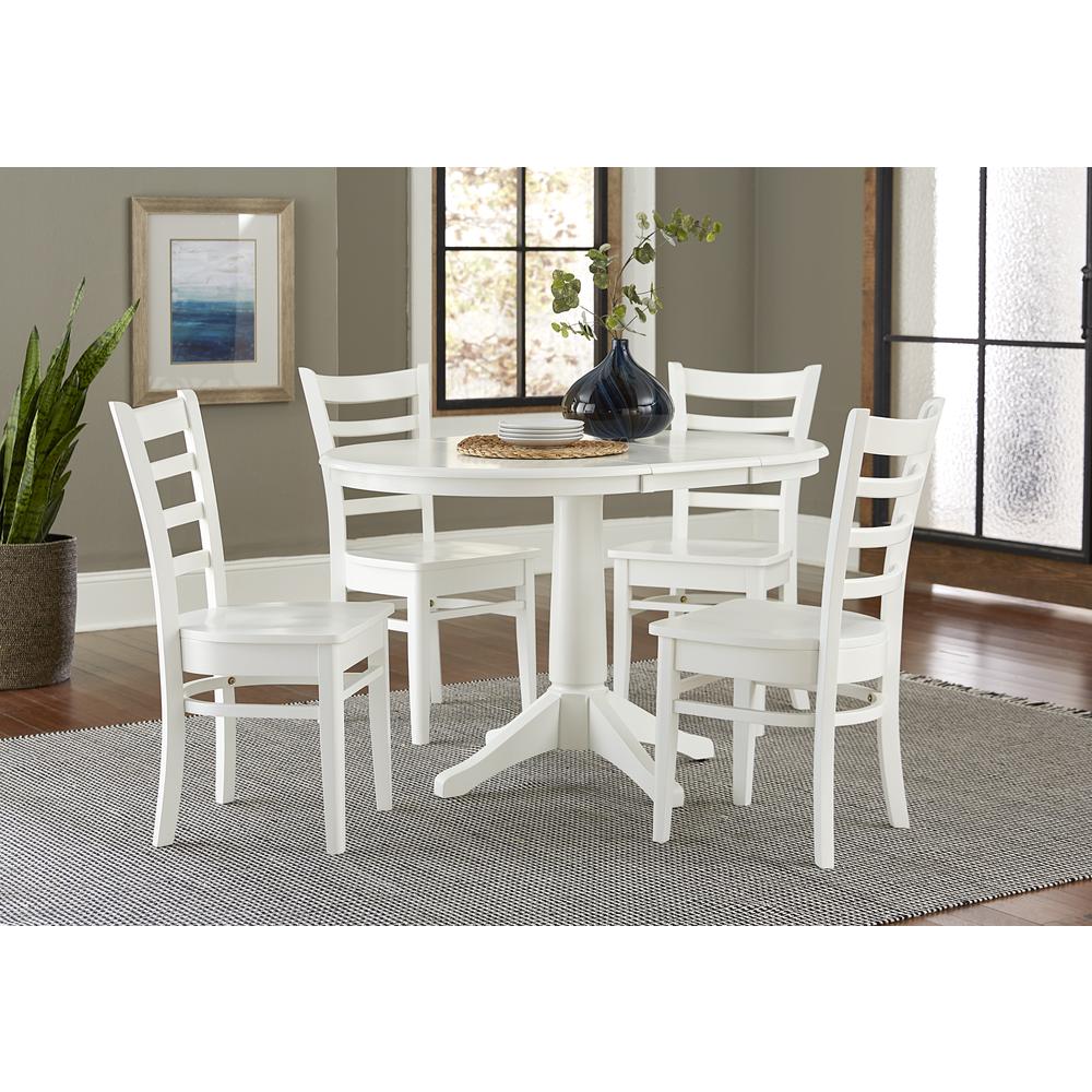 36" Round Top Pedestal Table With 12" Leaf - 28.9"H - Dining Height, White. Picture 31