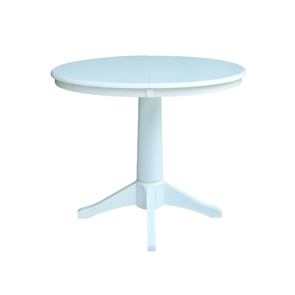 36" Round Top Pedestal Table With 12" Leaf - 28.9"H - Dining Height, White. Picture 2