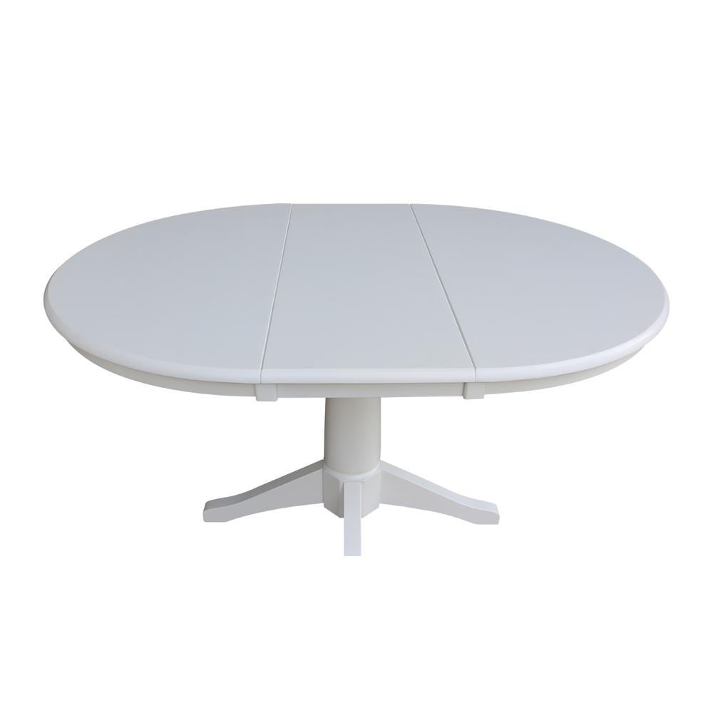 36" Round Top Pedestal Table With 12" Leaf - 28.9"H - Dining Height, White. Picture 10