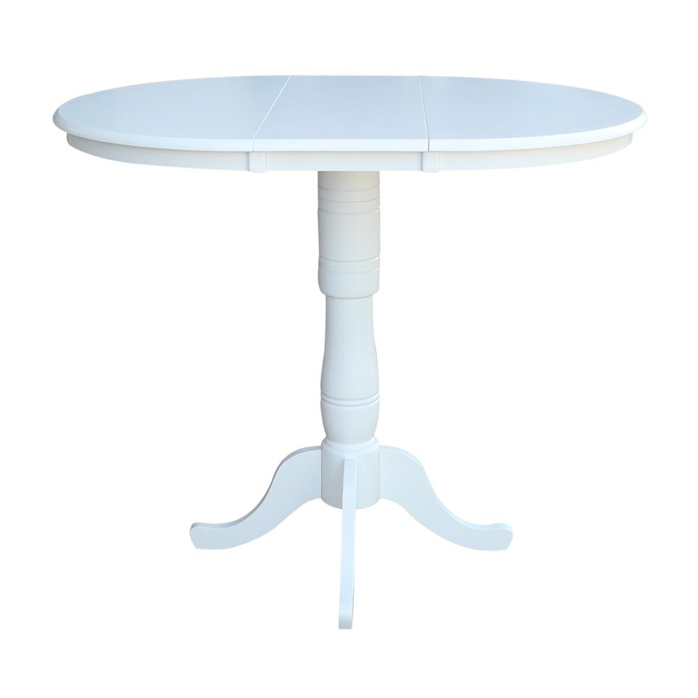 36" Round Top Pedestal Table With 12" Leaf - Dining Height or Counter Height, White. Picture 14