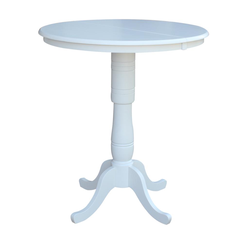 36" Round Top Pedestal Table With 12" Leaf - Dining Height or Counter Height, White. Picture 8