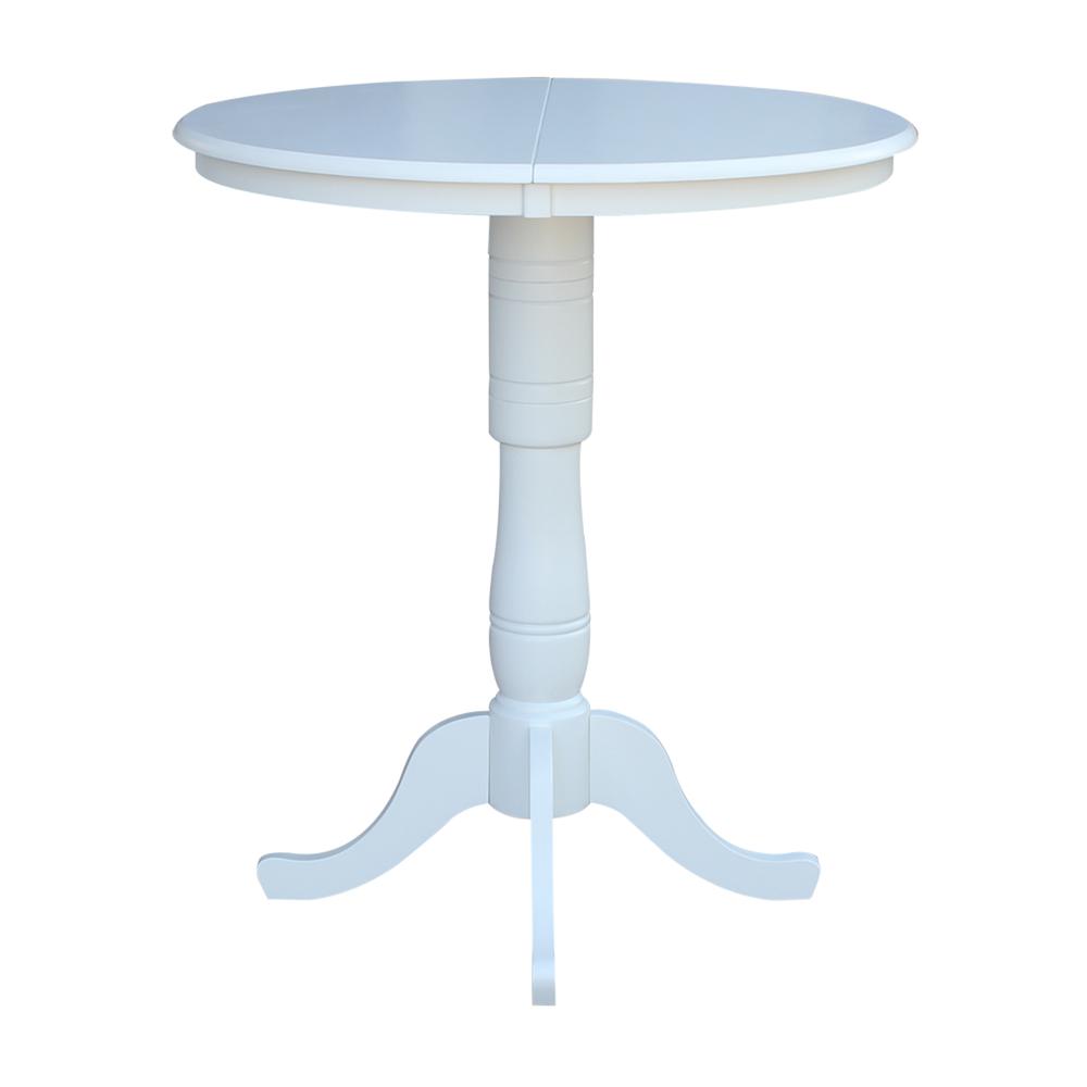 36" Round Top Pedestal Table With 12" Leaf - Dining Height or Counter Height, White. Picture 7