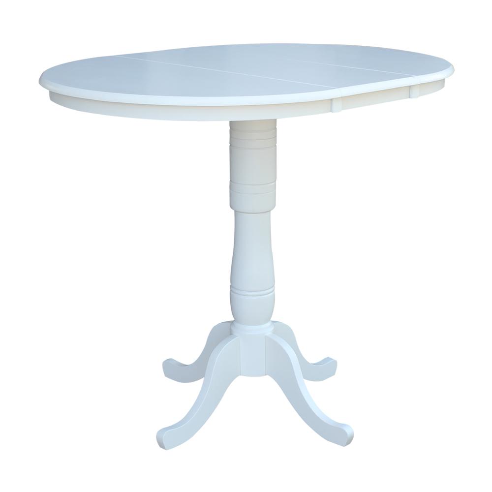 36" Round Top Pedestal Table With 12" Leaf - Dining Height or Counter Height, White. Picture 11