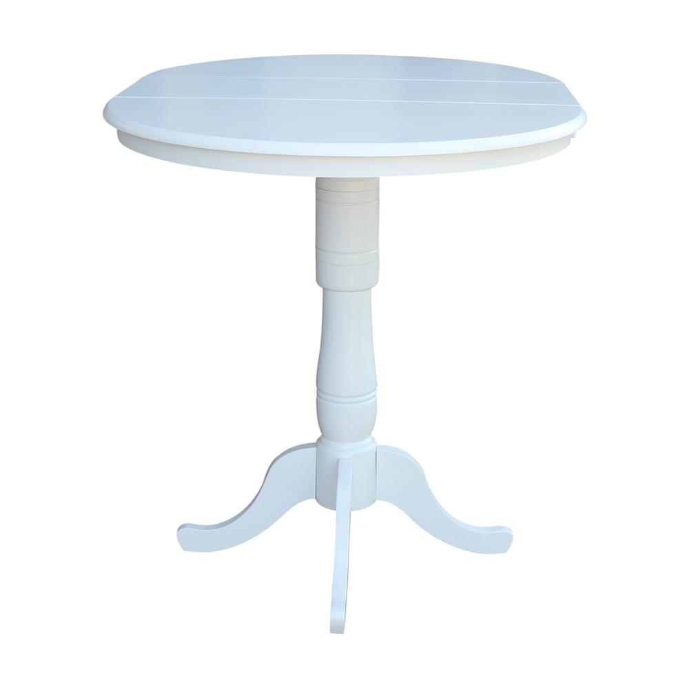 36" Round Top Pedestal Table With 12" Leaf - Dining Height or Counter Height, White. Picture 10