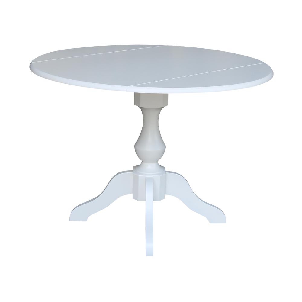 42 In Round dual drop Leaf Pedestal Table - 29.5 "H, White. Picture 14