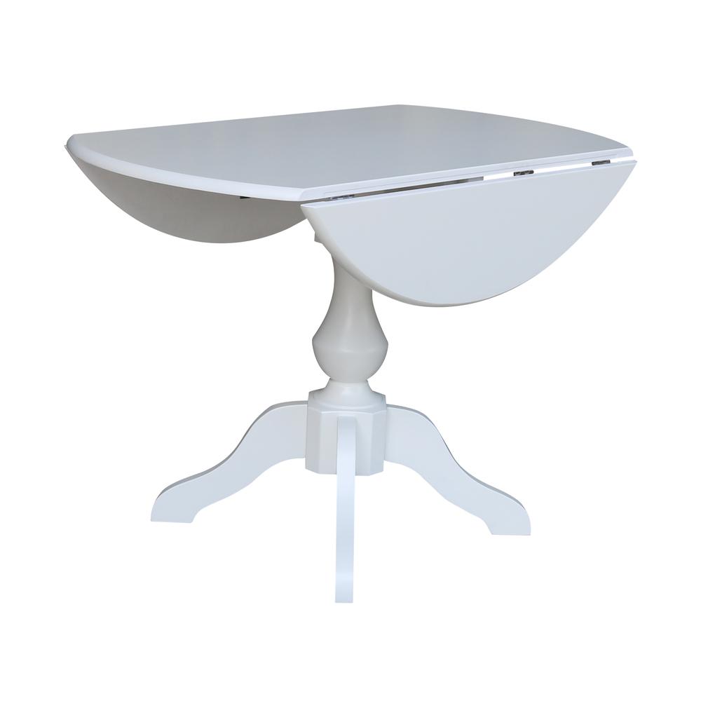 42 In Round dual drop Leaf Pedestal Table - 29.5 "H, White. Picture 13