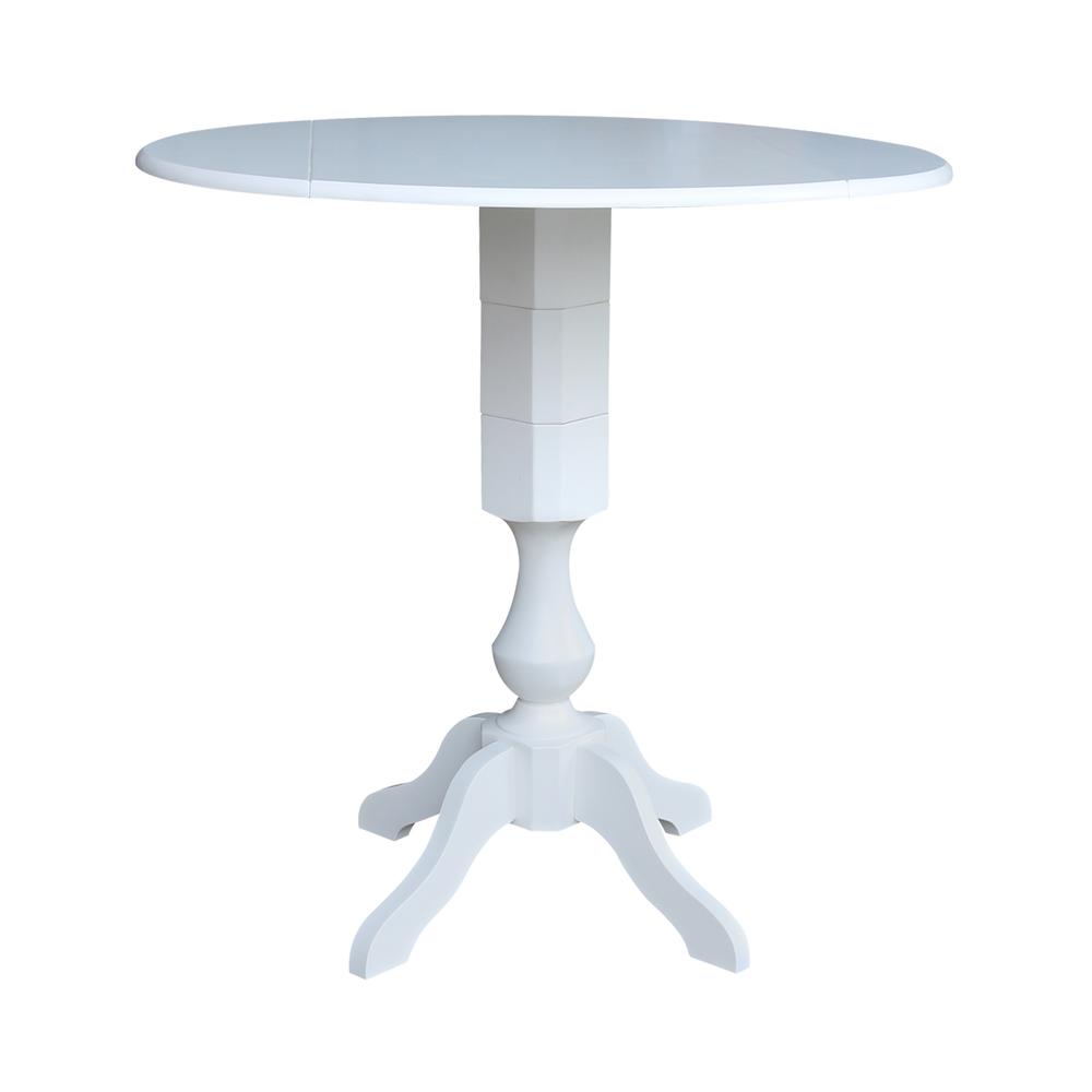 42 In Round dual drop Leaf Pedestal Table - 42.3 "H, White. Picture 8