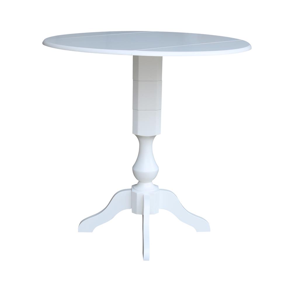 42 In Round dual drop Leaf Pedestal Table - 42.3 "H, White. Picture 4