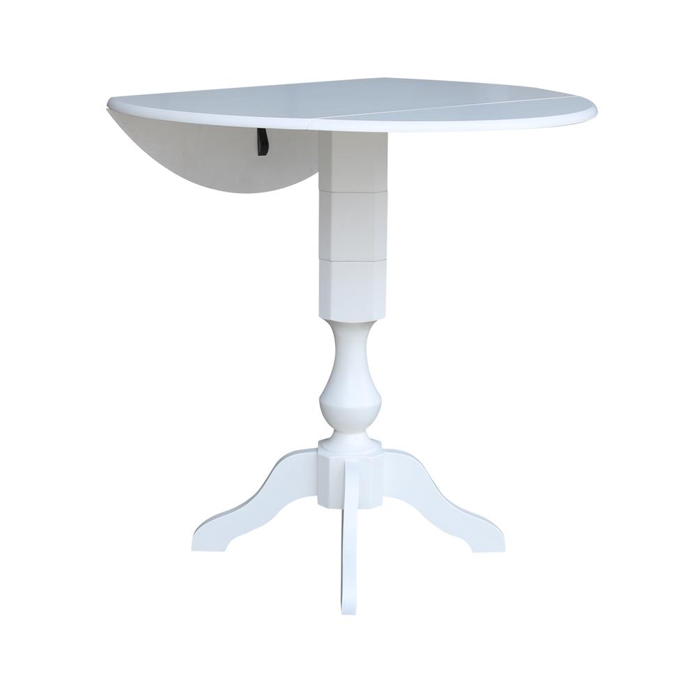 42 In Round dual drop Leaf Pedestal Table - 42.3 "H, White. Picture 2