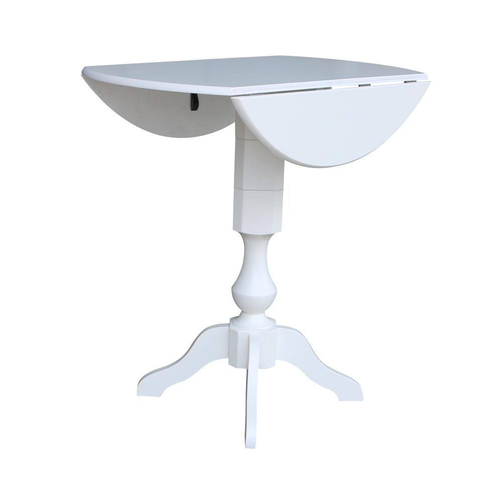 42 In Round dual drop Leaf Pedestal Table - 42.3 "H, White. Picture 3