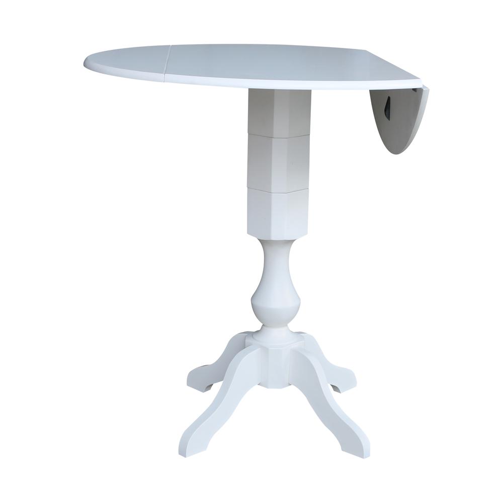 42 In Round dual drop Leaf Pedestal Table - 42.3 "H, White. Picture 6