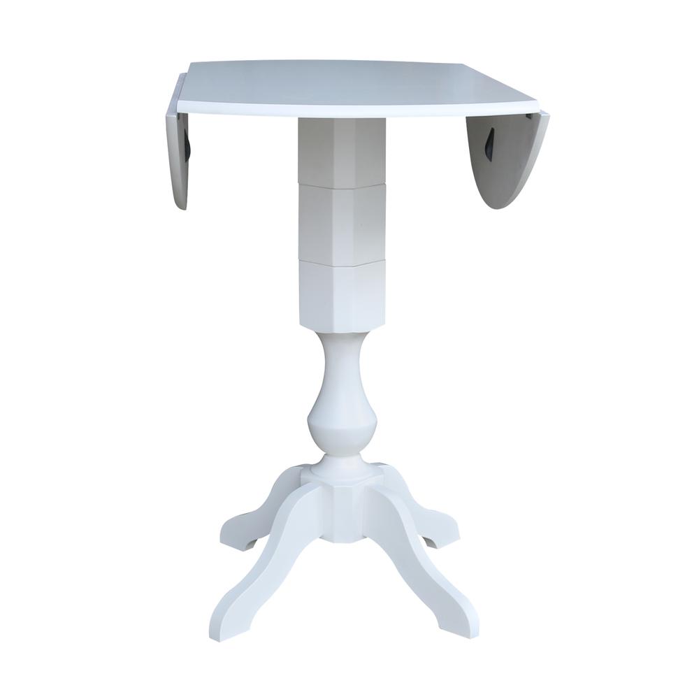 42 In Round dual drop Leaf Pedestal Table - 42.3 "H, White. Picture 7
