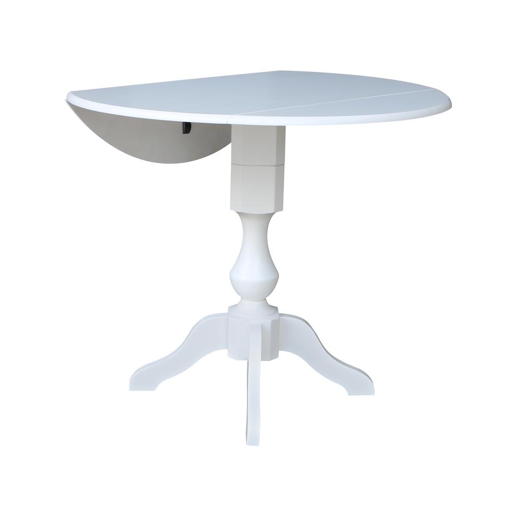 42 In Round dual drop Leaf Pedestal Table - 29.5 "H, White. Picture 24