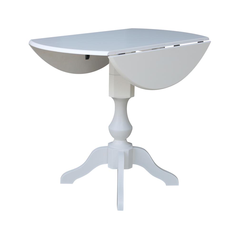 42 In Round dual drop Leaf Pedestal Table - 29.5 "H, White. Picture 25