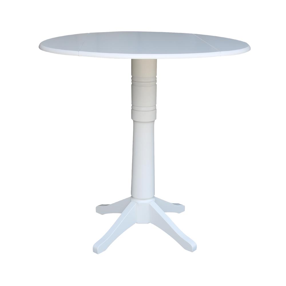 42 In Round dual drop Leaf Pedestal Table - 36.3 "H, White. Picture 15