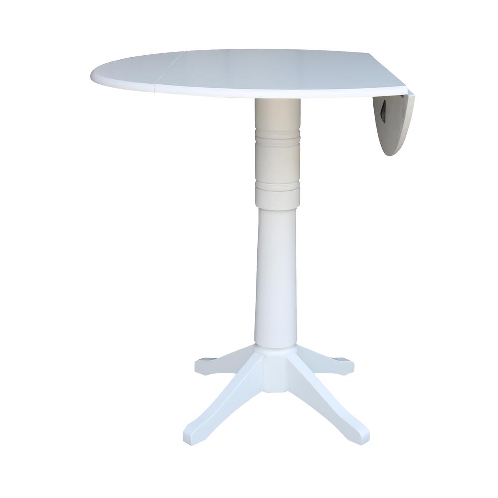 42 In Round dual drop Leaf Pedestal Table - 36.3 "H, White. Picture 13