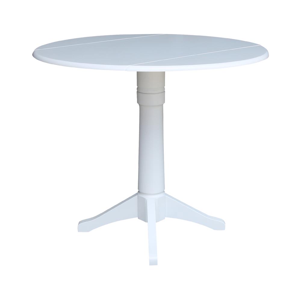 42 In Round dual drop Leaf Pedestal Table - 36.3 "H, White. Picture 4