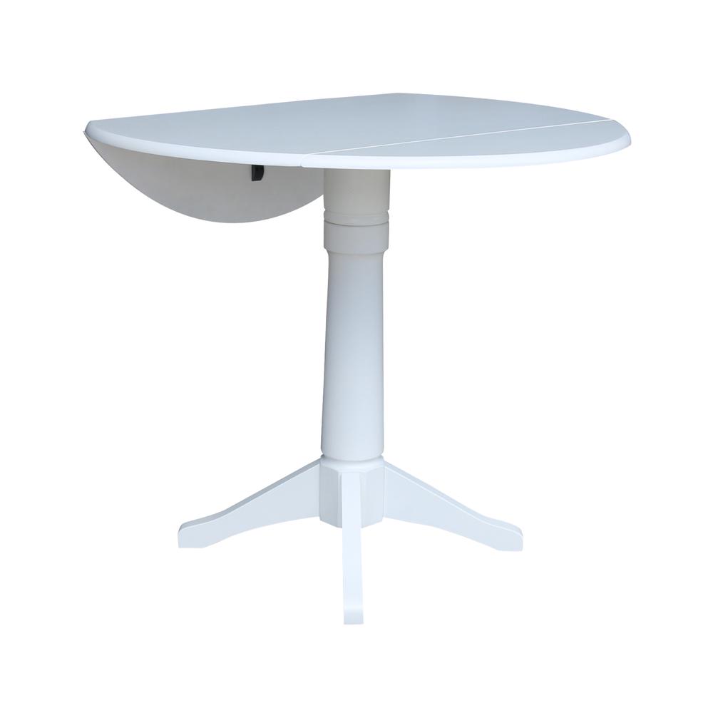 42 In Round dual drop Leaf Pedestal Table - 36.3 "H, White. Picture 2