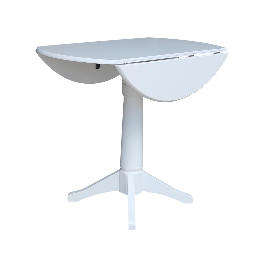 42 In Round dual drop Leaf Pedestal Table - 36.3 "H, White. Picture 3