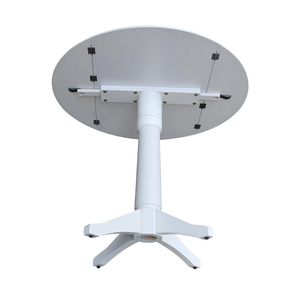 42 In Round dual drop Leaf Pedestal Table - 36.3 "H, White. Picture 5