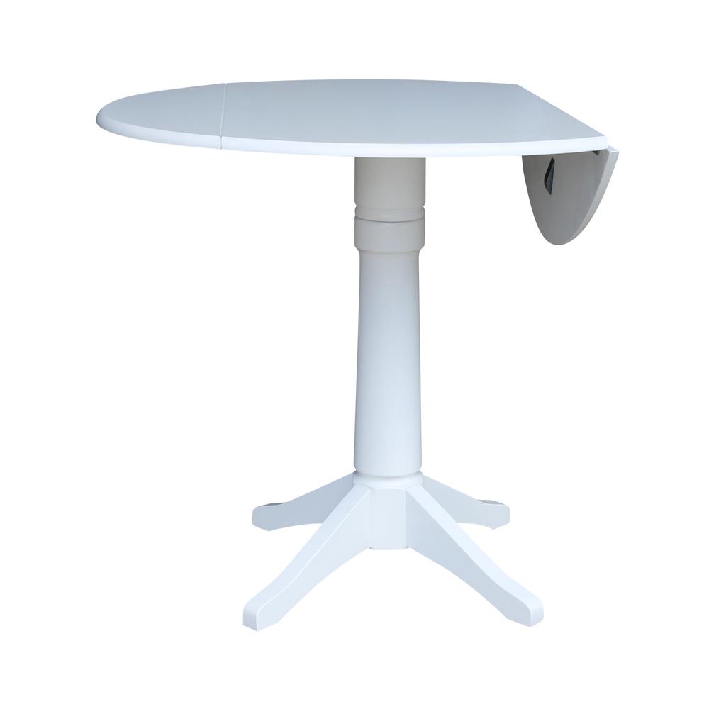 42 In Round dual drop Leaf Pedestal Table - 36.3 "H, White. Picture 6