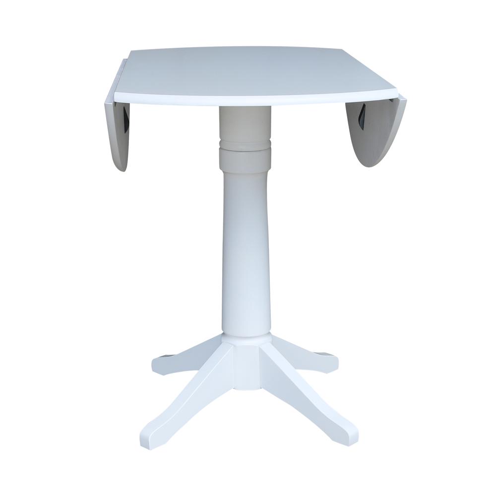 42 In Round dual drop Leaf Pedestal Table - 36.3 "H, White. Picture 7